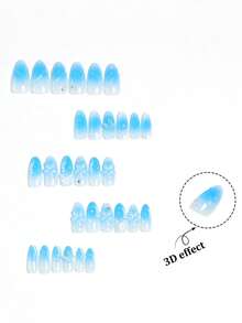 30 miếng miếng dán móng tay gel 3D hình oval dài phong cách kỳ nghỉ đảo mùa hè, gradient xanh, có hoa, đá quý, ngọc trai, bướm, bao gồm 1 miếng gel thạch và 1 miếng dũa móng tay phù hợp cho cuộc sống hàng ngày của phụ nữ/con gái, nghệ thuật làm móng, mùa tốt nghiệp, ngày lễ, du lịch - Nhiều màu - Xem 4