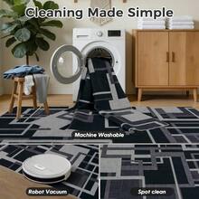 Large Rugs For Living Room 160x230 Cm - Printed Area Rugs For Bedroom Non-Slip - Modern Geometric Style Soft Short Pile Floor Carpet Washable For Entryway Kitchen Office Dining Room Adults World Book Day - Black-white - View 2
