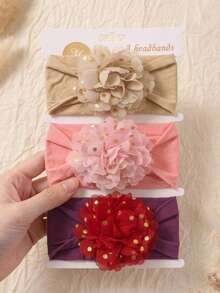 3 piezas Diademas para bebé recién nacido de color caramelo, suaves y amigables con la piel, aptas para uso diario al aire libre en todas las estaciones, sin tarjeta de papel - Multicolor - Ver 10