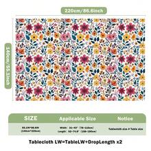 1pc Rectangular Polyester Tablecloth, Floral Pattern, Single-Sided Printing, Suitable For Tabletop, Washable And Reusable, Applicable For Indoor, Outdoor, Patio, Wedding, Party, Dining, Craft Exhibition, Banquet Decoration - Multicolor - View 13