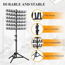 1pc Braiding Hair Rack, Height Adjustable 144 Pegs Braiding Rack Hair Extension Holder With Hair Braiding Tools Hair Divider Rack For Braiding Hair Separator Stand Add An Extra Tray - View 2