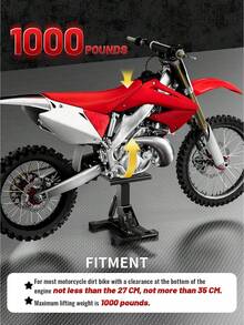 1000磅承重摩托車/ATV千斤頂支架，高度可調，越野車維修保養理想配件 - 黑色 - A - 查看 3
