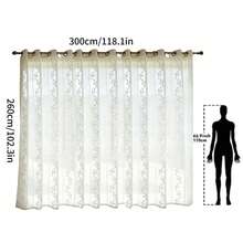 Cortina transparente para exterior com estampa de folhas de outono (1 peça), com design de argolas na parte superior, ideal para gazebo, pátio e varanda. - Branco - Ver 13