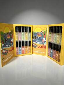 20/10/5/1 Peças Conjunto de Presente de Névoa de Fragrância Mini, Amostras de Tamanho de Viagem, Garrafas Multicoloridas, Fragrância Fresca de Longa Duração, Embalagem com Tema de Praia Tropical, Névoa Corporal Portátil Adequada para Férias de Verão e Presentes de Luxo - Multi Aromas - Visão 10