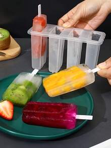 Leak-Proof Popsicle Mold - With Lid And Sticks - Homemade Ice Cream Tool - Home Ice Cube Tray (Christmas Halloween Essential) - Solid Color - View 5