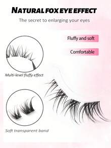 10 Pairs Fox-Style False Eyelashes, Natural Flowing Fox Eye Lashes, Fluffy Messy Multi-Level Lashes With Soft Transparent Band, Lightweight Comfortable Reusable Lash Extensions For Daily To Glam Looks, Eye Enlarging Lashes For Beginners - Black - View 4