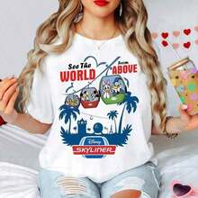 Camiseta Disney Skyliner con Mickey y sus amigos, camiseta de Walt Disney World, "Ve el mundo desde arriba", camisetas a juego para el viaje a Disney 2025, para niños y adultos - Blanco - Ver 6