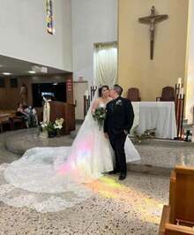 Wedding Veils Cathedral Length 2 Tier Long Sequins Lace Blusher With Comb - Ivory - View 6