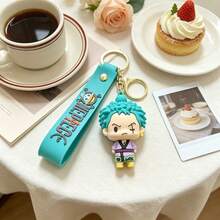 MINISO One Piece 路飛 綠松石色卡通 PVC 鑰匙圈吊飾，柔軟優質 PVC 手提包配件，金屬扣環背包吊飾，趣味動漫風包包裝飾，可愛行李吊牌飾品，日常必備鑰匙環，俏皮旅行禮物收藏品 - 樣式 1 - 查看 4
