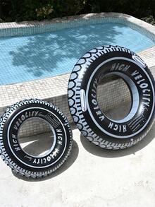 1 pieza Flotador con forma de neumático para adultos, decoración de piscina y playa, accesorio de fiesta de verano, regalo de verano perfecto para relajarse y divertirse en la piscina - Negro - Ver 4