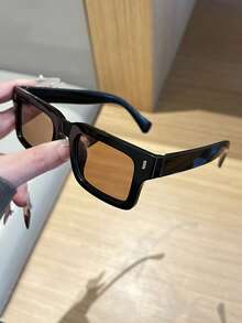 1pc Men's Retro Casual Square Black Fashion Glasses, Suitable For Daily Wear And Street Photography - Multicolor - View 12