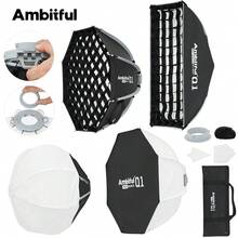 Ambitful Q1 Softbox Mini con Montura Bowens de Instalación Rápida, con Rejilla de Panal y Lámina de Difusión, Portátil para Fotografía en Exteriores - Ver 3