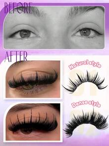 584PCS D-Curl Fairy Lash Clusters, 0.35–0.63inch Fluffy Thick Individual Lashes, 0.07mm Faux Mink DIY Cluster Lashes, Includes Glue, Tweezers & Brush, Perfect For Daily Makeup, Party, Wedding, Halloween, Christmas, Valentine's Day - 紫色 - 查看 11