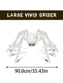 1pc-90cm/60cm/30cm Halloween White Spider Decoration, Large Realistic Spider With Scary Red Eyes, Outdoor Halloween Decoration Giant Spider, Halloween Decoration, Halloween Party Supplies, Creepy Halloween Party Decor, Scary Large Spider Prop, Suitable For Yard, Lawn, Indoor Party Decor, Spider Web, Garden, Trees, Party And Haunted House Decoration - Multicolor - View 10
