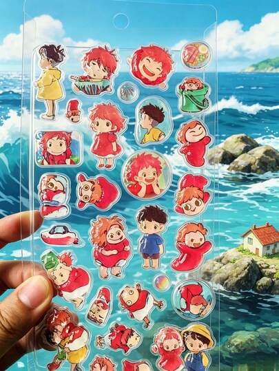 Cute 3D Embossed Stickers, Fun Japanese Anime Style Stickers Made Of Durable, Waterproof And Non-Sticky Materials, Suitable For Decorating Laptops, Cabinets, Notebooks, Refrigerators, Menus And Phones