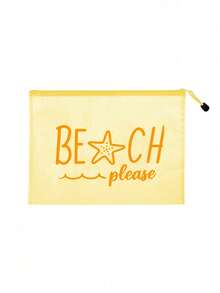 防水時尚海灘包，印有「Beach Please」海星圖案。大容量透明化妝包配尼龍拉鍊 - 輕巧、春夏收納、耐用，適合游泳、海灘、潛水和夏季度假、返校，輕便防曬收納包，適合朋友、家人、閨蜜、同學。生日、節日、派對、婚禮（伴娘）、母親節、教師節、返校禮物的完美禮品與紀念品 - 彩色 - 查看 12