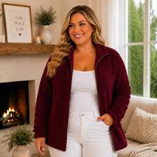 Plush Teddy Coat With A Soft Touch And Perfect Comfort For Cold Winter Days! 12925.C1 - 酒紅色 - 查看 2