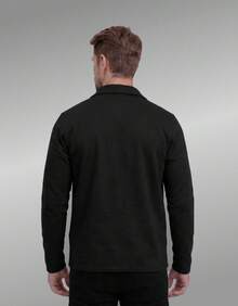 Stylish Men's Jacket With Waterfall Collar, Long Sleeves, Casual Sweatshirt Style With Button Details And Pockets. - 黑色 - 查看 5