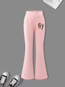 Daily Versatile Girls' Sweatshirt & Long Pants 2-Piece Set, Suitable For Spring And Autumn, Sweet American Style Girls' Clothing, Perfect For School, Vacation, Shopping, Sports And Various Occasions. - Pink - View 6