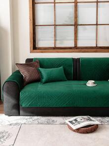 1 buah Sarung Sofa Ultrasonik Warna Polos, Ramah Hewan Peliharaan, Tahan Lama, Cocok untuk Semua Musim, Pelindung Furnitur Dekorasi Liburan, Cocok untuk Sandaran Tangan dan Sandaran Punggung Sofa 1/2/3/4 Dudukan - Hijau - View 4