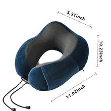 Travel Cervical Pillow Without Head Droop, Ergonomic U-Shaped Cervical Pillow Made Of Memory Foam, 360° Cervical Support For Naps On Airplanes, In Cars And In Offices, Washable Cover. - Sky Blue - View 2