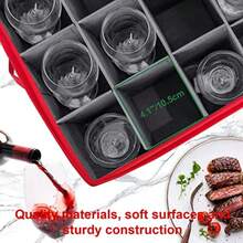 Caja de almacenamiento para copas de vino con divisores caja de almacenamiento para tallos apilable para hasta 12 vasos recipientes de vidrio para día festivo gris y rojo - Gris y rojo - Ver 6