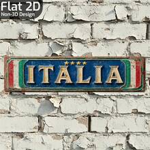 2D平面設計復古義大利金屬標誌，尺寸 15.8" X 4"，金屬材質，帶有「Italian」字樣的牆面裝飾藝術品，適合裝飾前院、車庫與門廊 - 彩色 - 查看 9
