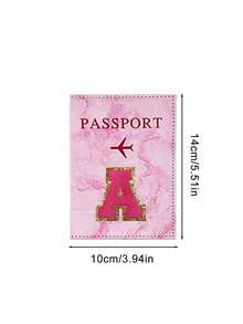 1pc Passport Cover With Rose Red Towel Embroidery And A-Z Letter Print, Unisex RFID Vintage Business Passport Holder, Multifunctional Travel Organizer Pouch, Travel Accessories, Travel Wallet, Passport Case, Beach Holiday Bag, Summer - Pink - View 9