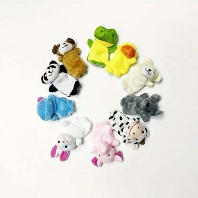 1 buah/5 buah, Boneka Tangan Hewan Kecil, Boneka Jari, Boneka Plush, Boneka Jari Hewan untuk Permainan, Boneka Plush, Gaya Acak.