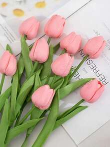 1/12pcs Exquisite Realistic Touch Tulip Bouquet - Suitable For Bedroom, Room, Wall, Home, Autumn Decor, Kitchen, Living Room, Wedding, Party, Valentine's Day, Room, Wall, Home, Autumn, Graduation, Mother's Day Gift, Lighting And Display May Cause Slight Color Difference. - Candy Powder - View 8