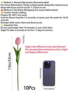 1/12pcs Exquisite Realistic Touch Tulip Bouquet - Suitable For Bedroom, Room, Wall, Home, Autumn Decor, Kitchen, Living Room, Wedding, Party, Valentine's Day, Room, Wall, Home, Autumn, Graduation, Mother's Day Gift, Lighting And Display May Cause Slight Color Difference. - Candy Powder - View 13