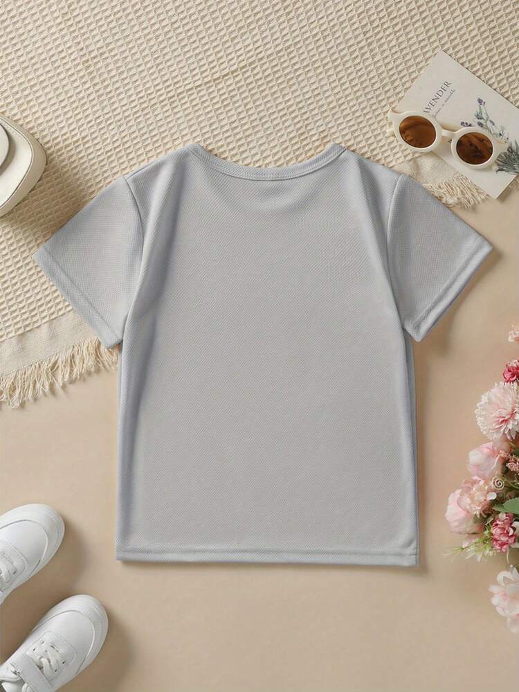 Colorful Numbers And Stars Design Printed T-Shirt For Kids - Xám - Xem 2