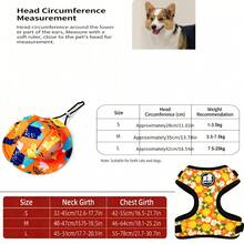 BVEOYPET 2pcs/Set: Dog Harness And Sun Hat Set, Adjustable Floral Pet Harness, Anti-Pull Design, Breathable Puppy Vest Harness + Sun Protection Hat, Suitable For Medium And Small Dogs, Outdoor Dog Walking Pet Supplies - Orange - View 3