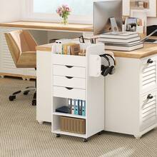 GOFLAME Utility Cart For Home Office Rolling Storage Cart With 3 Drawers 2 Open Shelves Storage Cabinet For Kitchen Bathroom - A - 查看 1