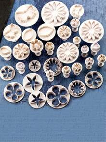 33件套压花切割器、翻糖切割器、饼干模具、DIY 3D装饰工具、烘焙用品 - 白色 - 查看 10