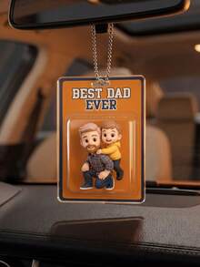 1/3/5PCS Personalized Dad Acrylic Car Hanger, Custom Photo & Text UV Acrylic Car Ornament, Customizable Father-Child Cartoon Style Car Pendant, Thoughtful Father's Day Gift From Kids, Endless Love Keepsake, Car Rearview Mirror Decor, Gift For New Dads, Stepdads, Grandpas, Ideal Birthday & Father's DayPresent - Normal - View 10