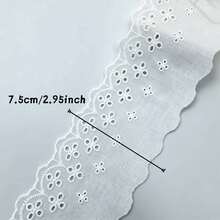 7.5cm 4Y/16Y 純棉刺繡鏤空蕾絲飾邊 白色花卉緞帶，適用於鄉村風縫製圍裙、洋裝下擺、DIY手工藝、居家裝飾布料 - HB1120 - 查看 2