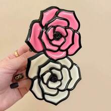1pc/6PCS Cross-Border New Creative Vintage Rose Flower Claw Clip Fashion Versatile 3D French Bun Hair Claw - Rose Pink - View 8