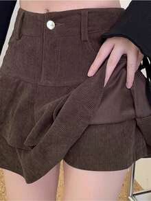Women Skirts - Coffee Brown - View 1