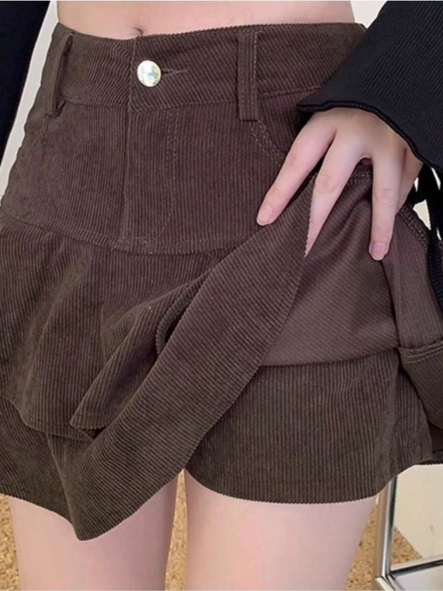 Women Skirts - Coffee Brown - View 1