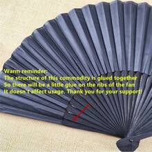 Black Classic Folding Fan, Bamboo Ribs, Suitable For Chinese Or Spanish Style, Perfect For Weddings, Parties, Performances, Dance, Home Decor, Holidays, Birthdays And Graduation Gifts - / - View 8