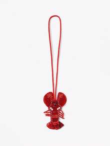 Red Lobster Beaded Sequins Pendant Handmade Keychain Bag Charm - Multicolor - View 3