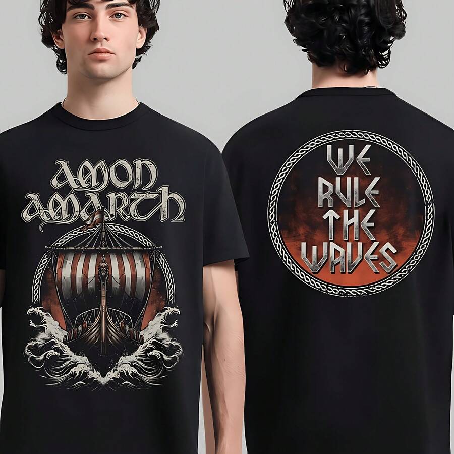 Amon Amarth We Rule The Waves Two Sided T-Shirt - Black - View 1