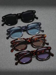 Visivana 1 Pair Men's Retro Rivet Round Fashion Glasses, Versatile For Street Style, Outdoor, Riding, Beach, Party Back To School Fashionable Preppy School Look - Multicolor - View 6
