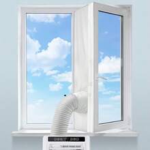 Tira de sellado de ventana con conector ajustable universal, adecuada para múltiples tamaños, con cremallera y cierres adhesivos, compatible con todos los aires acondicionados portátiles. Nueva actualización con puño añadido para un mejor efecto de sellado. - Blanco - Ver 5