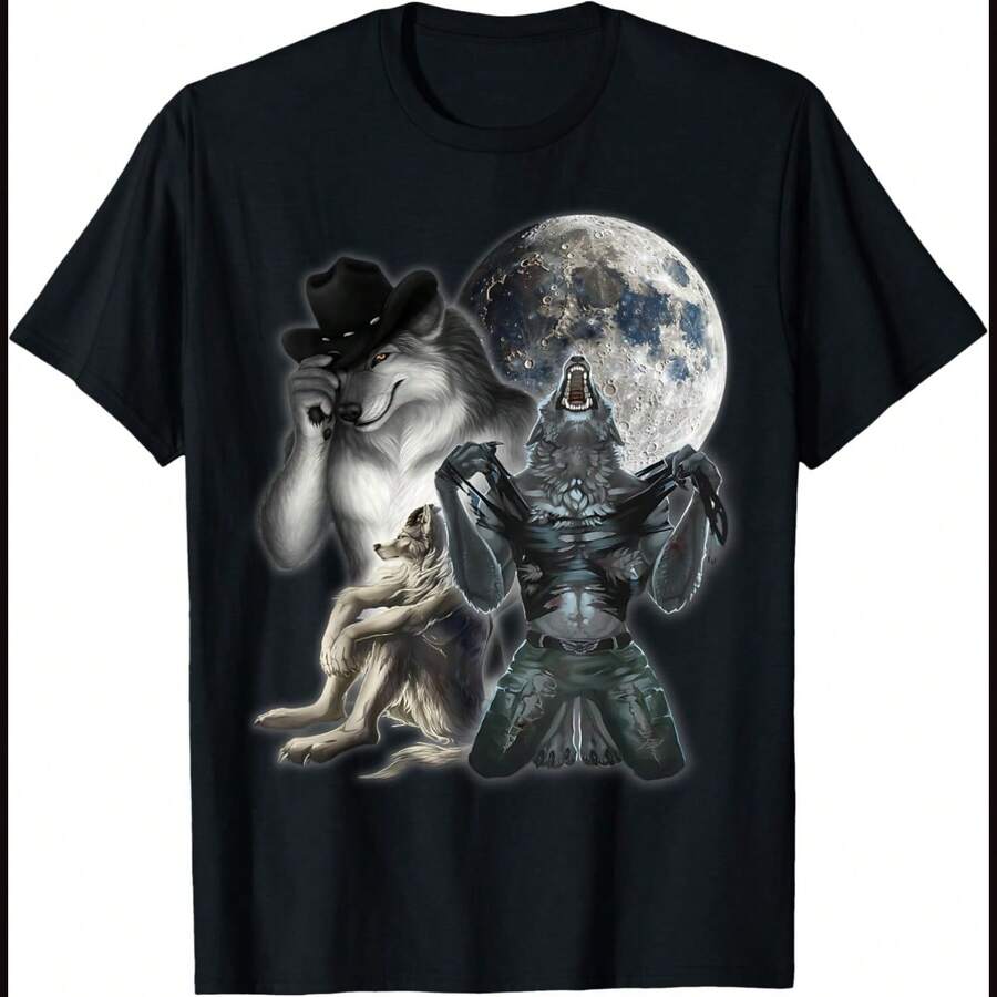 Cringe Alpha Wolf Meme Werewolf T-Shirt - Black - View 1