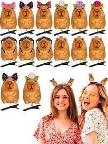 10Pcs Capybara Hair Clips Kawaii Cartoon Capybara Clips Festival Rave Sprouts Funny Decorative Hair Accessories For Women Men Summer Holiday Party Props Decor,Cosplay, Everyday Wear, Photo Props, And Party Favors. - Multicolor - View 1
