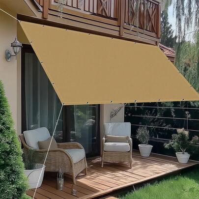 1 Set Large Rectangular Waterproof Sun Shade Canopy, 98% UV Protection, Suitable For Yard, Garden, Swimming Pool, Outdoor Camping, Including Installation Steel Cable