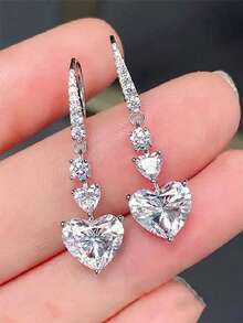 1 Pair Gorgeous Cubic Zirconia Earrings, Designed For Women, Suitable For Wedding, Engagement, Anniversary Party Wear, Valentine's Day Gift - 1# - View 9
