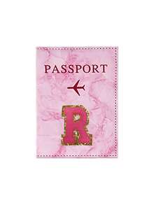 1pc Passport Cover With Rose Red Towel Embroidery And A-Z Letter Print, Unisex RFID Vintage Business Passport Holder, Multifunctional Travel Organizer Pouch, Travel Accessories, Travel Wallet, Passport Case, Beach Holiday Bag, Summer - Pink - View 27